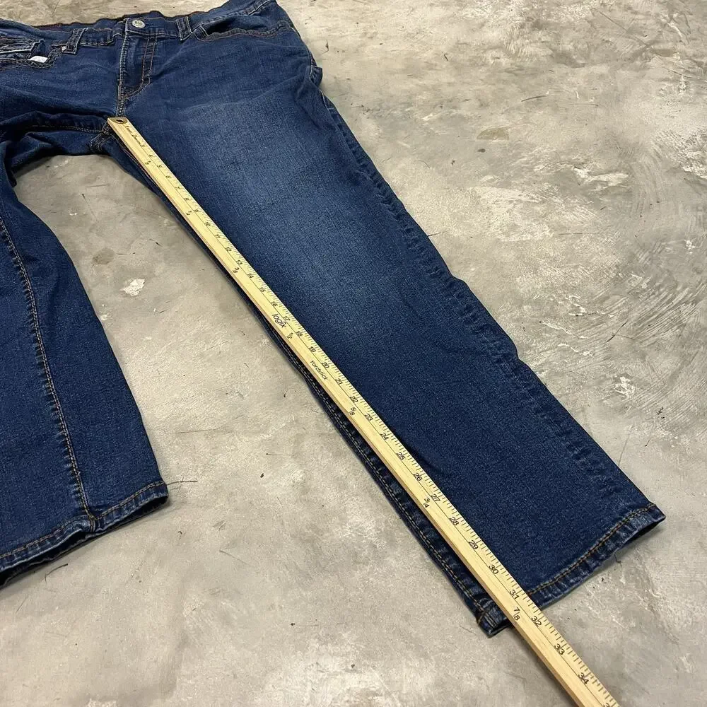 True Religion Geno Relaxed Slim Big T Flap Men's 38x32 Denim Jeans